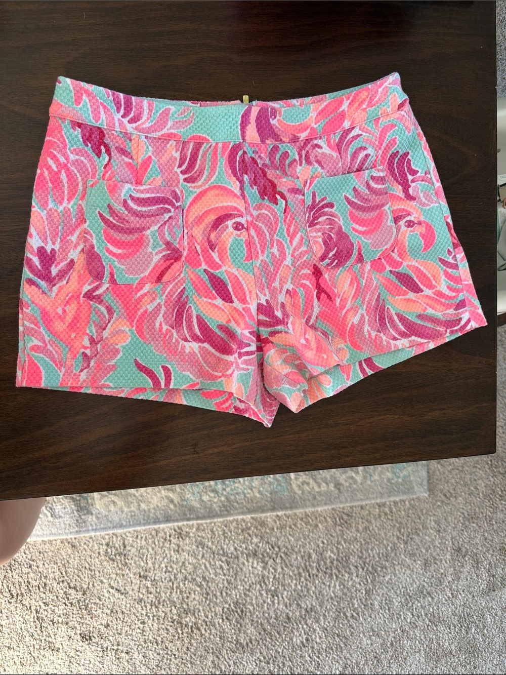 Lilly Pulitzer Pink & Aqua High-Waist Printed Shorts